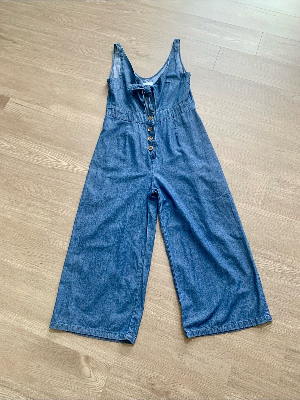 L&M Premium Denim Black Label Tie-Front Wide-Leg Capri Jumpsuit